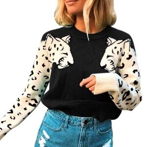 SNOW LEOPARD ✨ crew neck animal print sweater